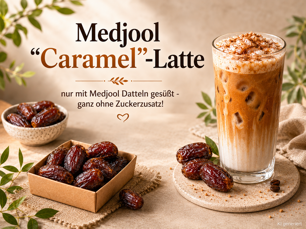 Medjool Caramel Latte mit BIO Medjoul-Datteln und Espresso