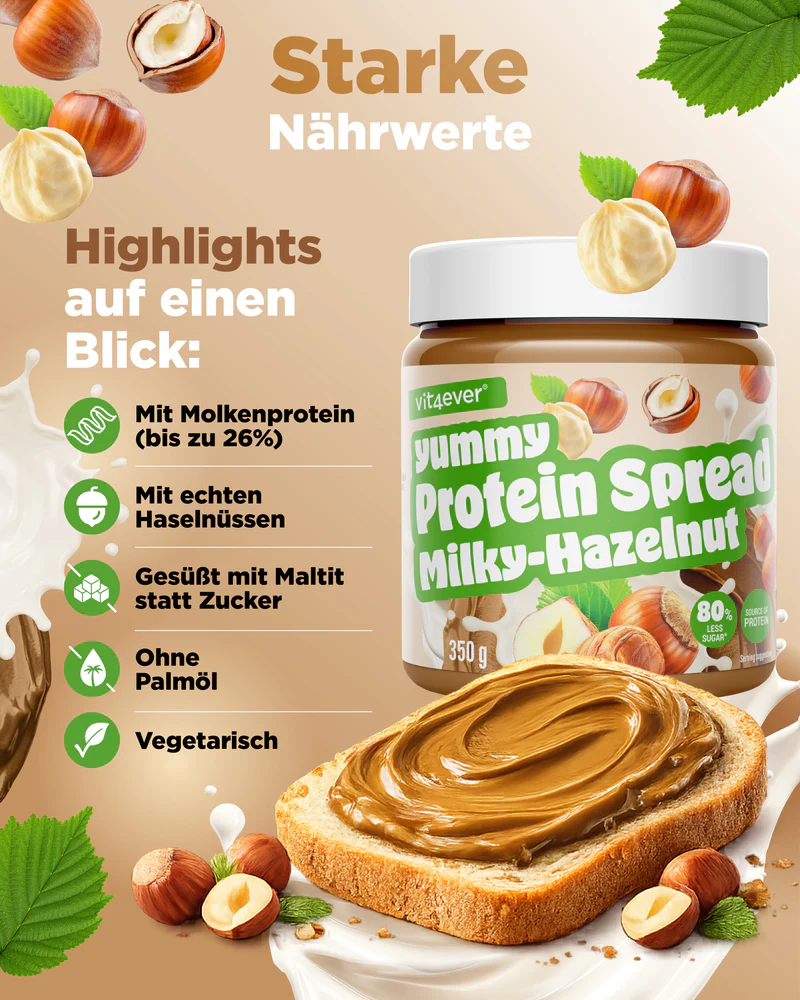 Protein Spread 350g. Milch-Haselnuss - Vit4ever