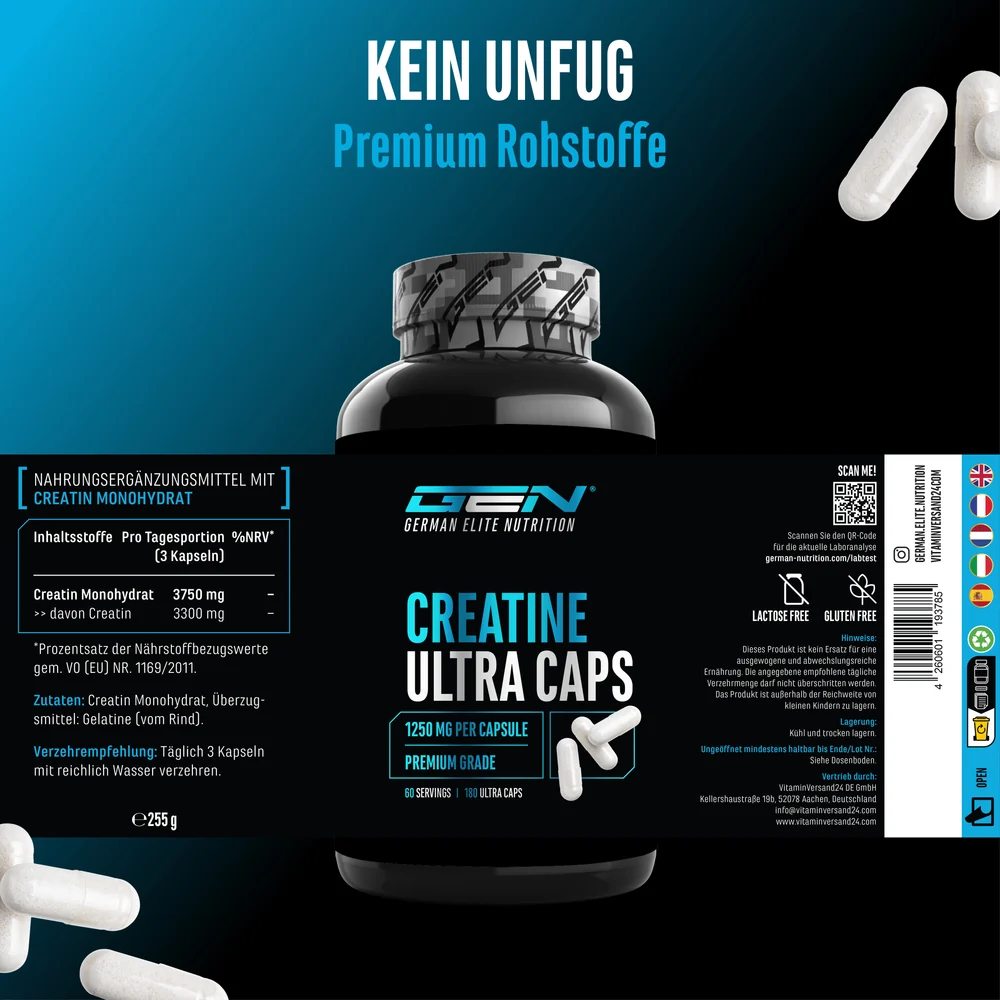 Creatin Ultra Caps - 180 Stück, GEN
