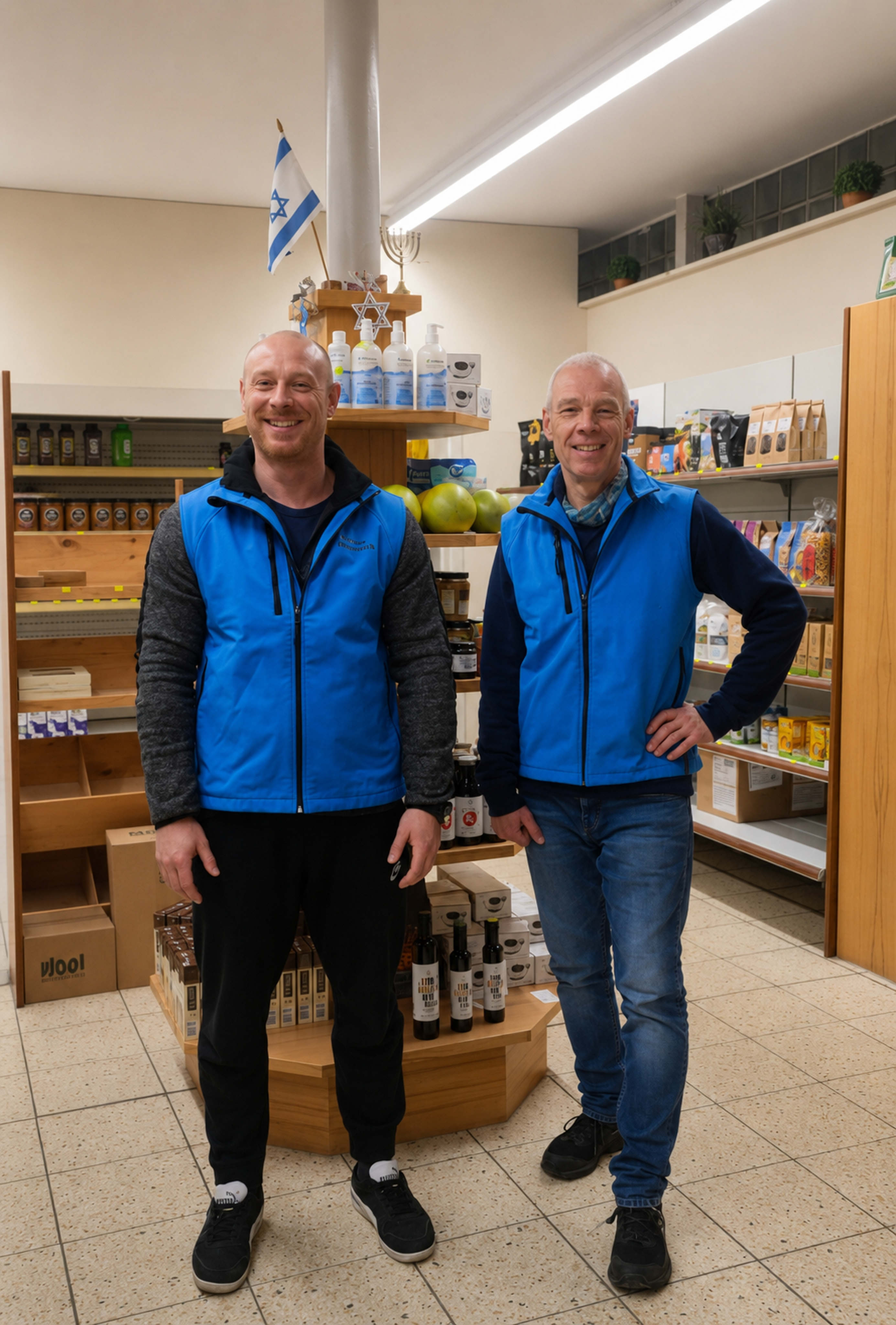 Tobias und Raimund Dieterich im Ladengeschäft von Israel Spezialitäten in Lenningen