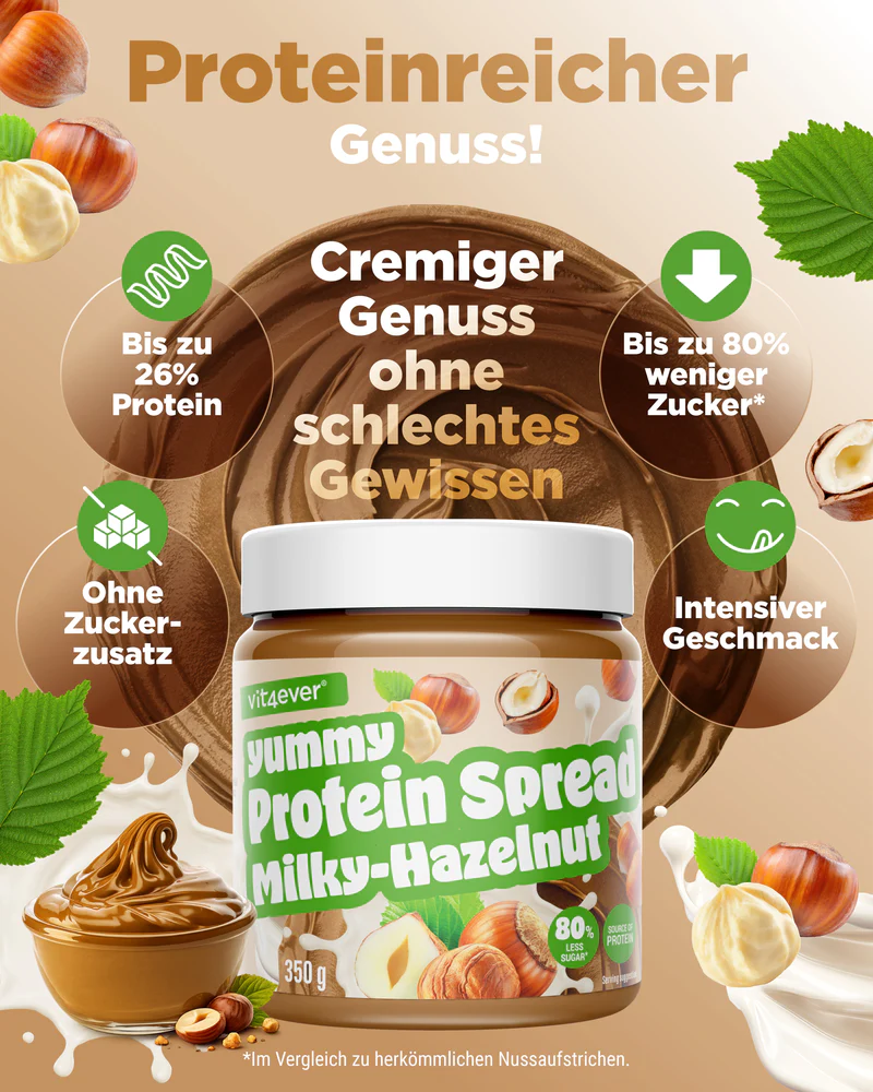 Protein Spread 350g. Milch-Haselnuss - Vit4ever