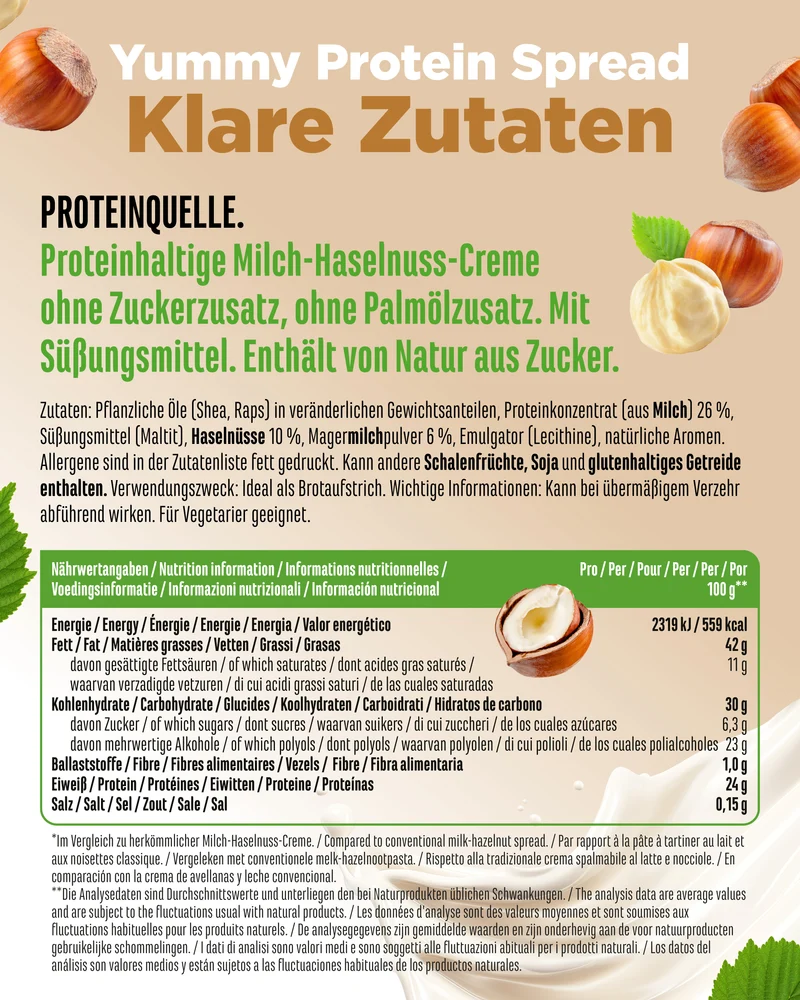 Protein Spread 350g. Milch-Haselnuss - Vit4ever