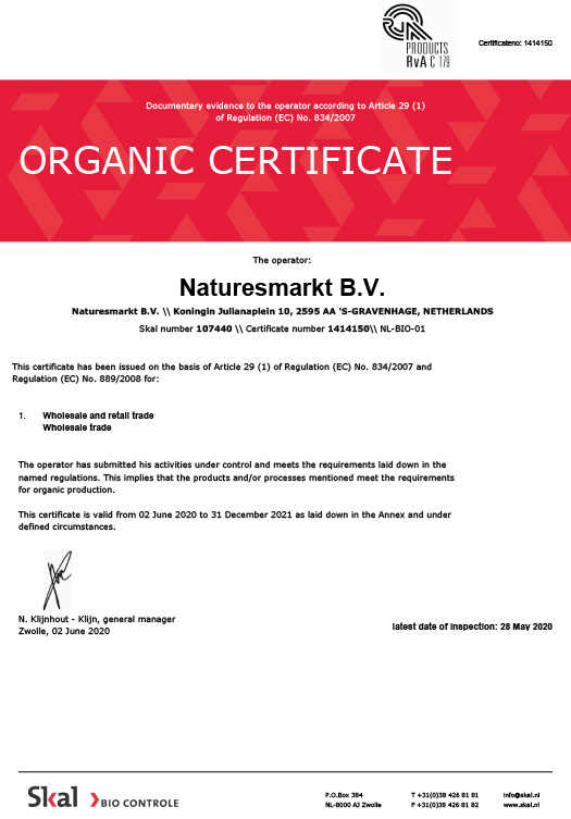 Organic Zertifikat